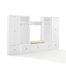 Load image into Gallery viewer, Harper 6Pc Entryway Set White - Bench, Shelf, 2 Pantry Closets, & 2 Hall Trees