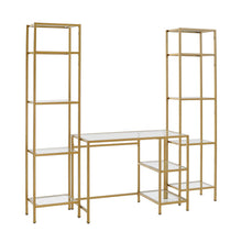 Load image into Gallery viewer, Aimee 3Pc Desk And Etagere Set Soft Gold - Desk & 2 Narrow Etageres