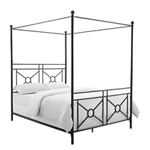 Load image into Gallery viewer, Montgomery Queen Canopy Bed Black - Headboard, Footboard, Finials, Rails, Canopy