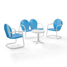 Load image into Gallery viewer, Griffith 4Pc Outdoor Metal Conversation Set Sky Blue Gloss/White Satin - Loveseat, Side Table, & 2 Chairs
