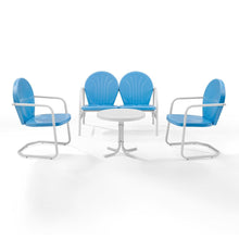 Load image into Gallery viewer, Griffith 4Pc Outdoor Metal Conversation Set Sky Blue Gloss/White Satin - Loveseat, Side Table, & 2 Chairs