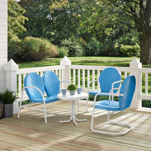 Load image into Gallery viewer, Griffith 4Pc Outdoor Metal Conversation Set Sky Blue Gloss/White Satin - Loveseat, Side Table, & 2 Chairs