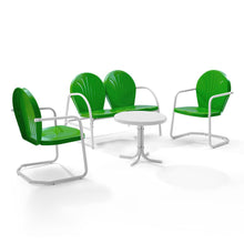 Load image into Gallery viewer, Griffith 4Pc Outdoor Metal Conversation Set Kelly Green Gloss/White Satin - Loveseat, Side Table, & 2 Chairs