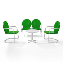Load image into Gallery viewer, Griffith 4Pc Outdoor Metal Conversation Set Kelly Green Gloss/White Satin - Loveseat, Side Table, & 2 Chairs