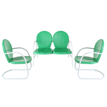 Load image into Gallery viewer, Griffith 3Pc Outdoor Metal Conversation Set Kelly Green Gloss - Loveseat, 2 Chairs