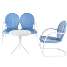 Load image into Gallery viewer, Griffith 3Pc Outdoor Metal Conversation Set Sky Blue Gloss/White Satin - Loveseat, Chair, & Side Table