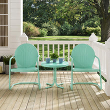 Load image into Gallery viewer, Griffith 3Pc Outdoor Metal Armchair Set Aqua Gloss - Side Table & 2 Chairs