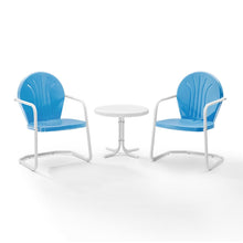 Load image into Gallery viewer, Griffith 3Pc Outdoor Metal Armchair Set Sky Blue Gloss/White Satin - Side Table & 2 Chairs