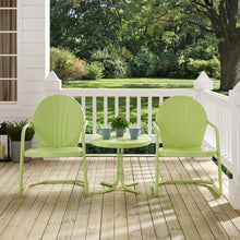 Load image into Gallery viewer, Griffith 3Pc Outdoor Metal Armchair Set Key Lime Gloss - Side Table & 2 Chairs