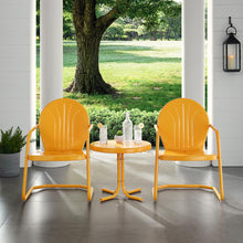 Load image into Gallery viewer, Griffith 3Pc Outdoor Metal Armchair Set Tangerine Gloss - Side Table & 2 Chairs