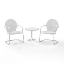 Load image into Gallery viewer, Griffith 3Pc Outdoor Metal Armchair Set White Gloss/White Satin - Side Table & 2 Chairs