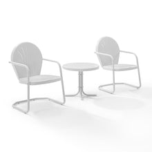 Load image into Gallery viewer, Griffith 3Pc Outdoor Metal Armchair Set White Gloss/White Satin - Side Table & 2 Chairs
