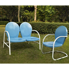 Load image into Gallery viewer, Griffith 2Pc Outdoor Metal Conversation Set Sky Blue Gloss - Loveseat & Chair