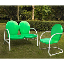 Load image into Gallery viewer, Griffith 2Pc Outdoor Metal Conversation Set Kelly Green Gloss - Loveseat & Chair