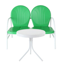 Load image into Gallery viewer, Griffith 2Pc Outdoor Metal Conversation Set Kelly Green Gloss/White Satin - Loveseat & Side Table