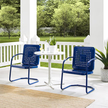 Load image into Gallery viewer, Bates 3Pc Outdoor Metal Bistro Set Navy Gloss/White Satin - Bistro Table & 2 Armchairs