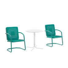 Load image into Gallery viewer, Bates 3Pc Outdoor Metal Bistro Set Turquoise Gloss/White Satin - Bistro Table & 2 Armchairs