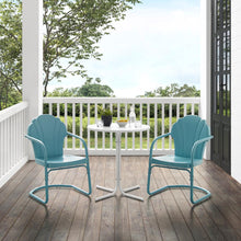Load image into Gallery viewer, Tulip 3Pc Outdoor Metal Bistro Set Pastel Blue Satin /White Satin - Bistro Table & 2 Chairs