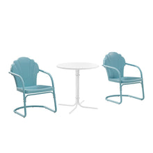Load image into Gallery viewer, Tulip 3Pc Outdoor Metal Bistro Set Pastel Blue Satin /White Satin - Bistro Table & 2 Chairs