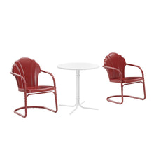 Load image into Gallery viewer, Tulip 3Pc Outdoor Metal Bistro Set Dark Red Satin /White Satin - Bistro Table & 2 Chairs