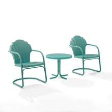 Load image into Gallery viewer, Tulip 3Pc Outdoor Metal Armchair Set Blue - Side Table & 2 Chairs