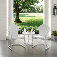 Load image into Gallery viewer, Tulip 3Pc Outdoor Metal Armchair Set White - Side Table & 2 Chairs
