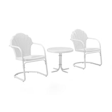 Load image into Gallery viewer, Tulip 3Pc Outdoor Metal Armchair Set White - Side Table & 2 Chairs