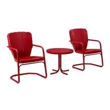 Load image into Gallery viewer, Ridgeland 3Pc Outdoor Metal Armchair Set Red - Side Table & 2 Chairs