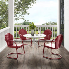 Load image into Gallery viewer, Tulip 5Pc Outdoor Metal Dining Set Dark Red Satin/White Satin - Dining Table & 4 Chairs