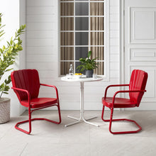 Load image into Gallery viewer, Ridgeland 3Pc Outdoor Metal Bistro Set Bright Red Gloss/White Satin - Bistro Table & 2 Chairs