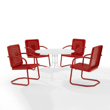 Load image into Gallery viewer, Bates 5Pc Outdoor Metal Dining Set Bright Red Gloss /White Satin - Dining Table & 4 Armchairs