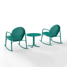 Load image into Gallery viewer, Griffith 3Pc Outdoor Metal Rocking Chair Set Turquoise Gloss - Side Table & 2 Rocking Chairs