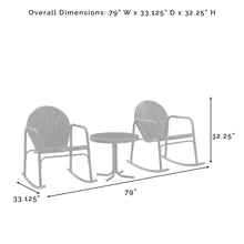 Load image into Gallery viewer, Griffith 3Pc Outdoor Metal Rocking Chair Set White Gloss/White Satin - Side Table & 2 Rocking Chairs