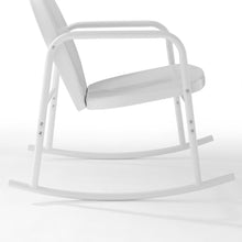 Load image into Gallery viewer, Griffith 3Pc Outdoor Metal Rocking Chair Set White Gloss/White Satin - Side Table & 2 Rocking Chairs