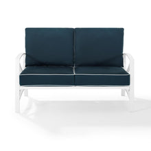 Load image into Gallery viewer, Kaplan Outdoor Metal Loveseat Navy/White