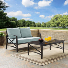 Load image into Gallery viewer, Kaplan 2Pc Outdoor Metal Conversation Set Mist/Oil Rubbed Bronze - Loveseat & Coffee Table