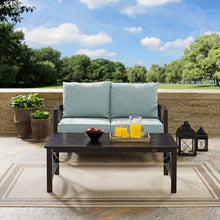Load image into Gallery viewer, Kaplan 2Pc Outdoor Metal Conversation Set Mist/Oil Rubbed Bronze - Loveseat & Coffee Table