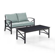 Load image into Gallery viewer, Kaplan 2Pc Outdoor Metal Conversation Set Mist/Oil Rubbed Bronze - Loveseat & Coffee Table