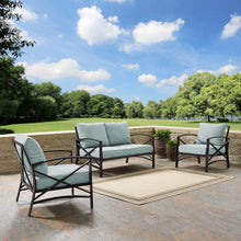 Load image into Gallery viewer, Kaplan 3Pc Outdoor Metal Conversation Set Mist/Oil Rubbed Bronze - Loveseat & 2 Chairs