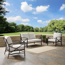 Load image into Gallery viewer, Kaplan 3Pc Outdoor Metal Conversation Set Oatmeal/Oil Rubbed Bronze - Loveseat & 2 Chairs