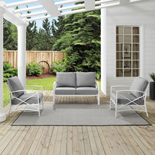 Load image into Gallery viewer, Kaplan 3Pc Outdoor Metal Conversation Set Gray/White - Loveseat & 2 Chairs