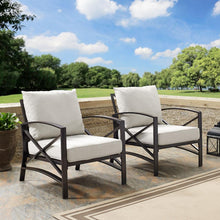 Load image into Gallery viewer, Kaplan 2Pc Outdoor Metal Armchair Set Oatmeal/Oil Rubbed Bronze - 2 Chairs