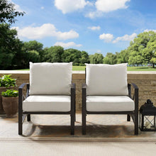 Load image into Gallery viewer, Kaplan 2Pc Outdoor Metal Armchair Set Oatmeal/Oil Rubbed Bronze - 2 Chairs