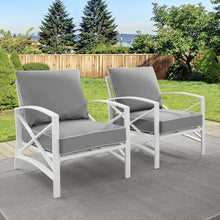 Load image into Gallery viewer, Kaplan 2Pc Outdoor Metal Armchair Set Gray/White - 2 Chairs