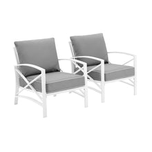 Load image into Gallery viewer, Kaplan 2Pc Outdoor Metal Armchair Set Gray/White - 2 Chairs