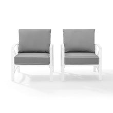 Load image into Gallery viewer, Kaplan 2Pc Outdoor Metal Armchair Set Gray/White - 2 Chairs
