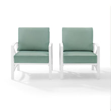Load image into Gallery viewer, Kaplan 2Pc Outdoor Metal Armchair Set Mist/White - 2 Chairs