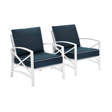 Load image into Gallery viewer, Kaplan 2Pc Outdoor Metal Armchair Set Navy/White - 2 Chairs