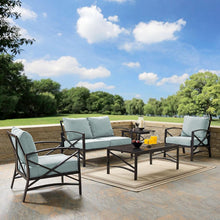 Load image into Gallery viewer, Kaplan 5Pc Outdoor Metal Conversation Set Mist/Oil Rubbed Bronze - Loveseat, Coffee Table, Side Table, & 2 Armchairs