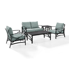 Load image into Gallery viewer, Kaplan 5Pc Outdoor Metal Conversation Set Mist/Oil Rubbed Bronze - Loveseat, Coffee Table, Side Table, & 2 Armchairs